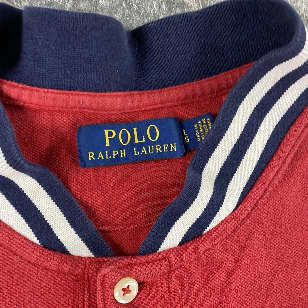 Vintage Polo Ralph Lauren Script Logo Shirt‎ Men's Large Red Short Sleeve #67
